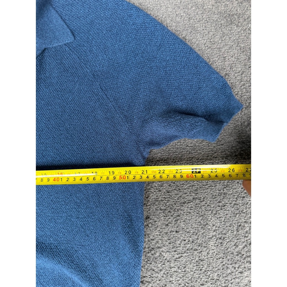 Weatherproof Vintage Mens Blue Knit Polo Shirt Short Sleeve 100% Cotton Size M - Picture 3 of 5